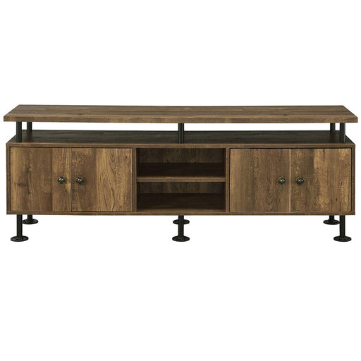 Ensata II - TV Stand - Rustic Oak & Black - R&R Furniture Gallery (Fountain Valley, CA)