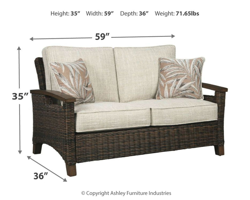 Paradise Trail - Loveseat w/Cushion - Medium Brown - R&R Furniture Gallery (Fountain Valley, CA)