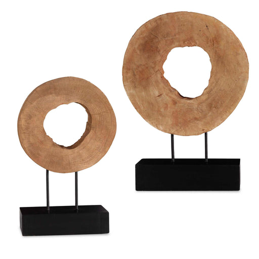 Pair of Ashlea wooden sculptures by Uttermost, featuring light brown and black finish, decorative figurines for home decor.