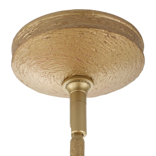 Uttermost Algiers 8-light drum pendant chandelier with gold and white metal shades hanging in modern interior lighting.
