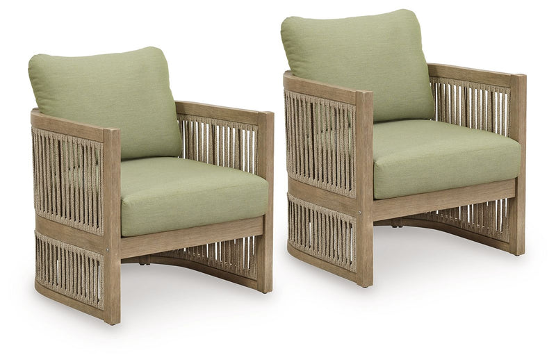 Serena Shores - Lounge Chair With Cushion (Set of 2) - Beige / Green - R&R Furniture Gallery (Fountain Valley, CA)