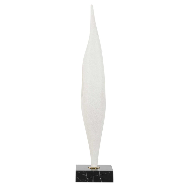 Fluid Drop - Stone Sculpture - White