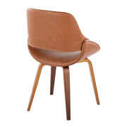 Pair of Lumi Source Fabrico mid-century modern dining chairs with wooden legs and upholstered seats, set of two.