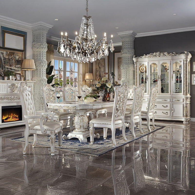 Vendome - 48" Side Chair (Set of 2) - Synthetic Leather & Antique Pearl - R&R Furniture Gallery (Fountain Valley, CA)