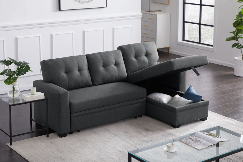 Upholstered Pull Out Sectional Sofa With Chaise - R&R Furniture Gallery (Fountain Valley, CA)
