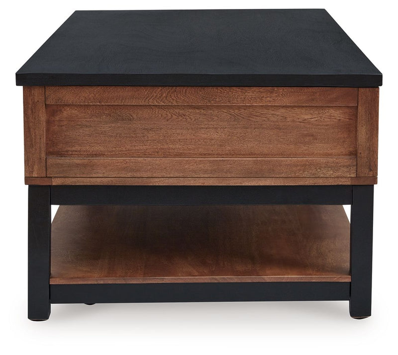 Kallari - Lift Top Cocktail Table - Warm Brown / Black - R&R Furniture Gallery (Fountain Valley, CA)