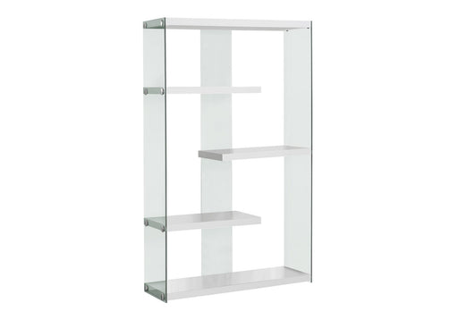 Bookshelf, Bookcase, Etagere, 5 Tier, Office, Glossy Contemporary & Modern - White - R&R Furniture Gallery (Fountain Valley, CA)