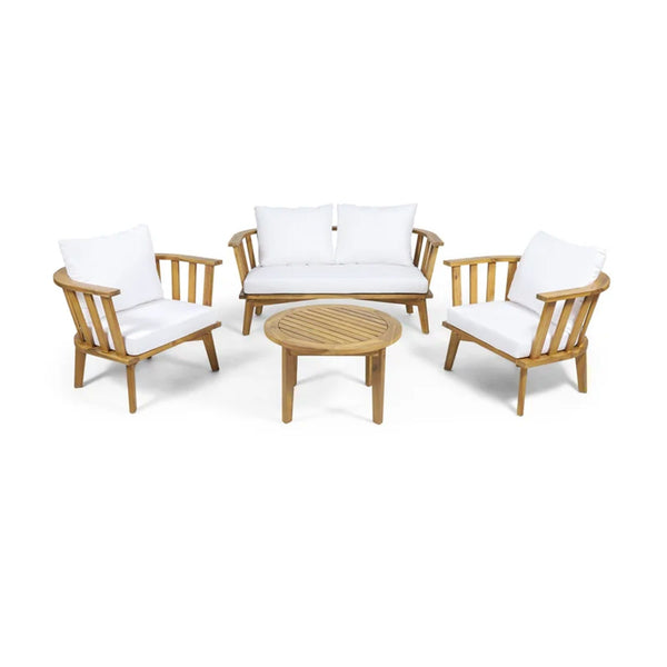 Patio Furniture Set, Outdoor Acacia Wood Patio Club Chair With Table