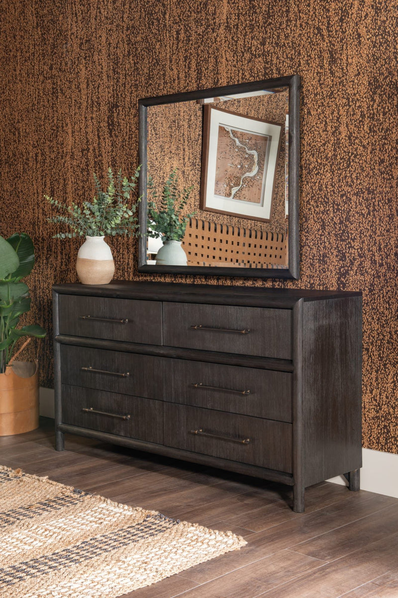 Dorsey Solid Wood and Glass Mirror in Basalt Grey