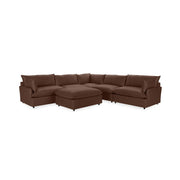 Classic Home Caplan 6-piece modular sectional with ottoman, 2-piece living room set showing plush cushions and contemporary design.