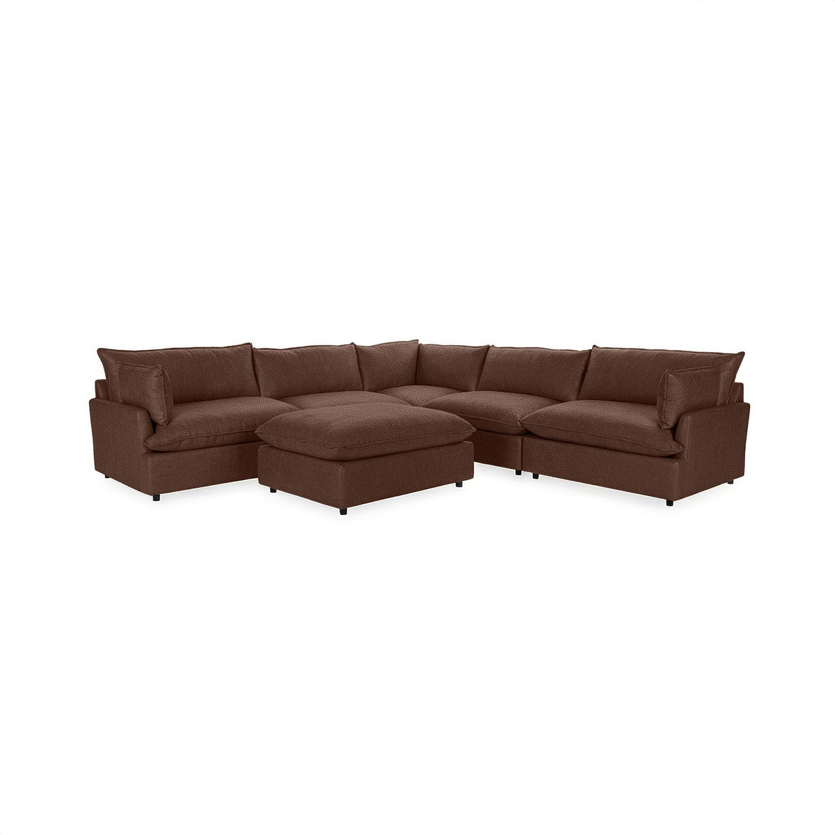 Classic Home Caplan 6-piece modular sectional with ottoman, 2-piece living room set showing plush cushions and contemporary design.