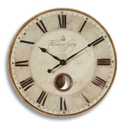 Uttermost Harrison Gray wall clock with a modern round design and stylish gray finish, showcasing a sleek clock face and minimalist hands.