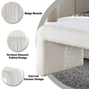 ACME Sandro beige boucle upholstered bench with wooden legs, stylish and comfortable for living room or entryway decor.