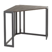 Lumi Source Roman industrial corner desk in black and espresso finish, featuring a modern writing desk design with clean lines.