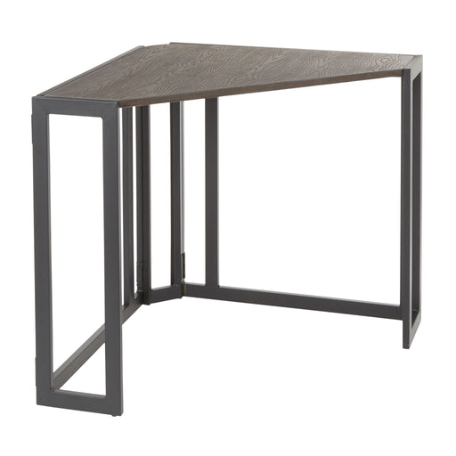 Lumi Source Roman industrial corner desk in black and espresso finish, featuring a modern writing desk design with clean lines.