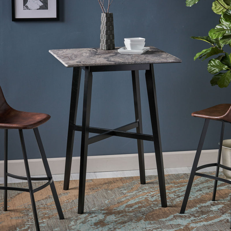 Modern Noble House bar height dining table with rubberwood legs and laminate tabletop, showcasing a sleek and sturdy design.