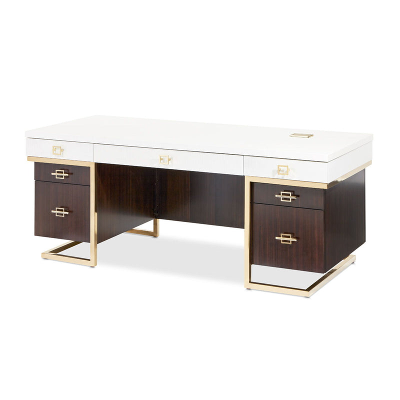 Belmont Place - Desk - White / Dark Brown - R&R Furniture Gallery (Fountain Valley, CA)