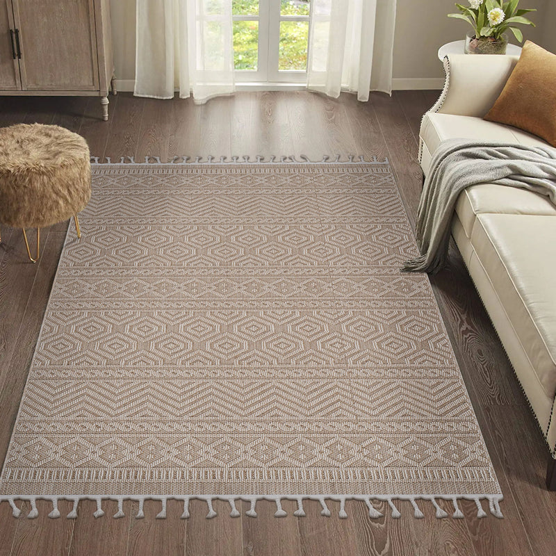 Guros - 8' X 10' Geometric Indoor / Outdoor Area Rug - Mocha - R&R Furniture Gallery (Fountain Valley, CA)