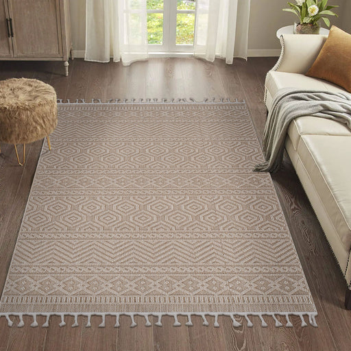 Guros - 8' X 10' Geometric Indoor / Outdoor Area Rug - Mocha - R&R Furniture Gallery (Fountain Valley, CA)