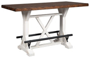 Valebeck - Rectangular Dining Room Counter Table - White / Brown - R&R Furniture Gallery (Fountain Valley, CA)
