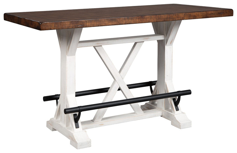 Valebeck - Rectangular Dining Room Counter Table - White / Brown - R&R Furniture Gallery (Fountain Valley, CA)