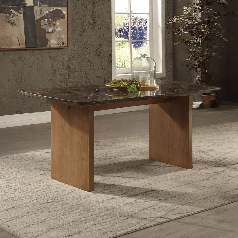 Jaramillo - Dining Table - Marble Top & Natural Finish - R&R Furniture Gallery (Fountain Valley, CA)