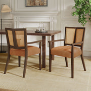 Mid Century Modern Arm Dining Chair Set With Rattan Backrest - R&R Furniture Gallery (Fountain Valley, CA)