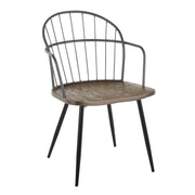 Pair of Lumi Source Riley Farmhouse Arm Chairs with wooden legs and upholstered seats in a rustic, cozy design.