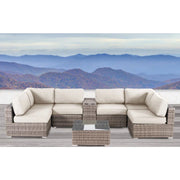 Elegant 4 Person Wicker Patio Seating Set With Cushions And Glass Top Table - R&R Furniture Gallery (Fountain Valley, CA)