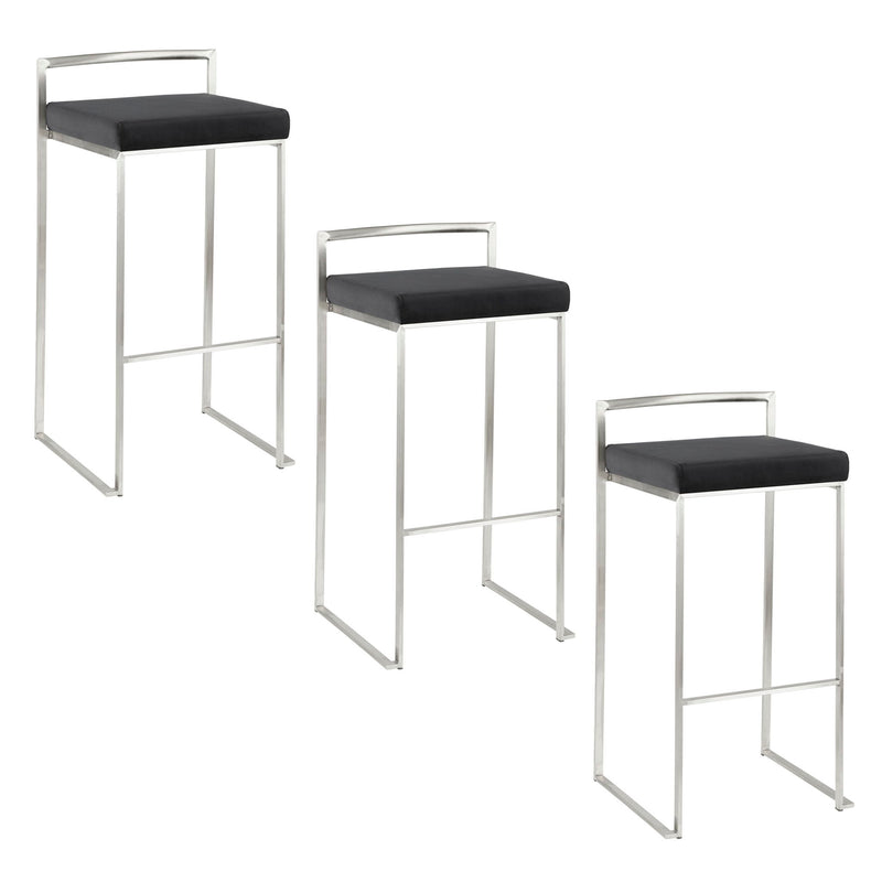 Lumi Source Fuji contemporary stackable barstool set with sleek modern design and wooden finish, ideal for kitchen or bar areas.