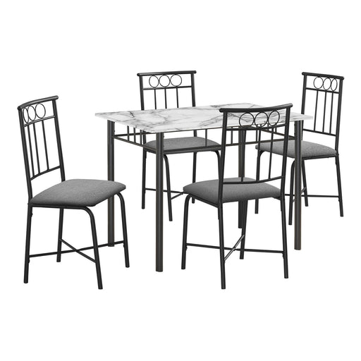 8th Street 5-piece small rectangular dining table set with four matching chairs, ideal for compact dining spaces