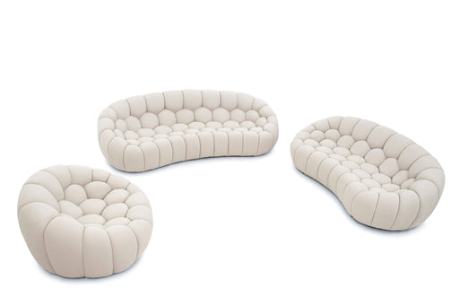 Yolonda - Modern Curved Beige Fabric Sofa Set — view 2