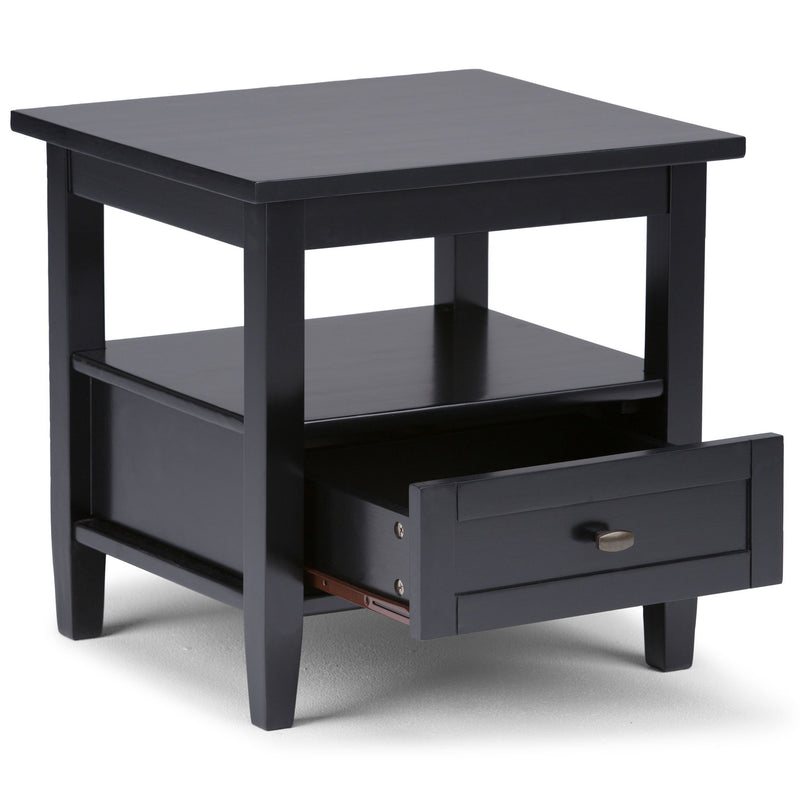 Handcrafted Warm Shaker coffee table by Simpli-Home featuring a smooth wooden surface and sturdy build in a natural finish.