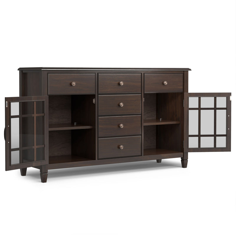 Connaught Sideboard Buffet with Glass-Front Cabinets & 6 Drawers — Vintage Style Dining Storage - R&R Furniture Gallery (Fountain Valley, CA)