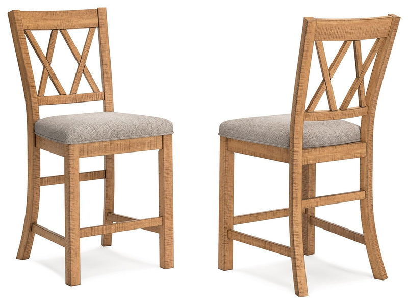 Havonplane - Upholstered Barstool (Set of 2) - Brown - R&R Furniture Gallery (Fountain Valley, CA)