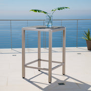 Outdoor 43" Aluminum Bar Table With Rattan Table Top - Gray / Silver - R&R Furniture Gallery (Fountain Valley, CA)
