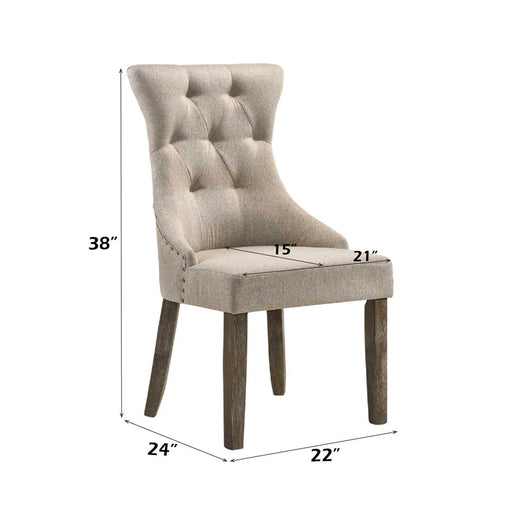 Gabrian - Side Chair (Set of 2) - Two-Tone Beige Fabric & Reclaimed Gray - R&R Furniture Gallery (Fountain Valley, CA)