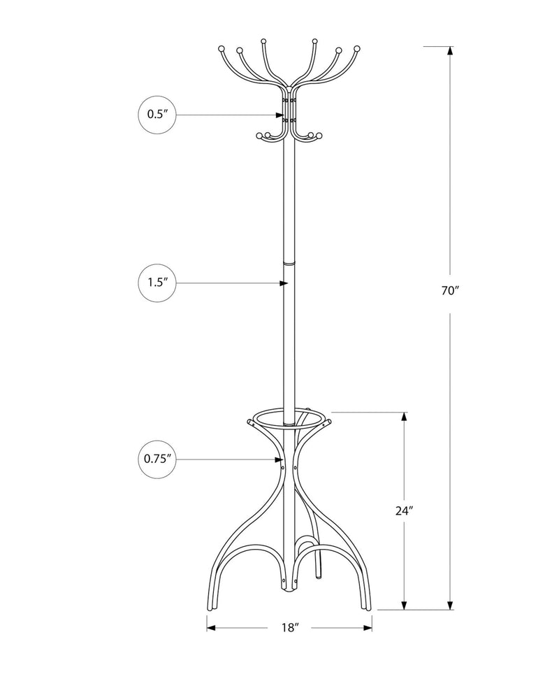 Coat Rack, Hall Tree, Free Standing, 12 Hooks, Entryway, 70"H, Umbrella Holder, Contemporary & Modern - R&R Furniture Gallery (Fountain Valley, CA)