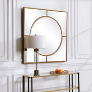 Uttermost Stanford Square Gold Wall Mirror featuring a sleek square frame and modern gold finish for stylish wall decor.