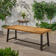 Noble House Equilibrium outdoor dining table with wooden frame and slat top, perfect for patio or garden dining spaces.