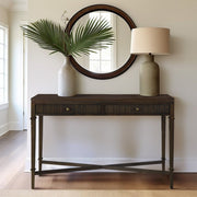 Fluted - 2 Drawer Storage Console Table - Brown - R&R Furniture Gallery (Fountain Valley, CA)