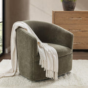 Classic Home Valencia swivel accent chair with a rounded back and fabric upholstery, styled for modern living spaces.