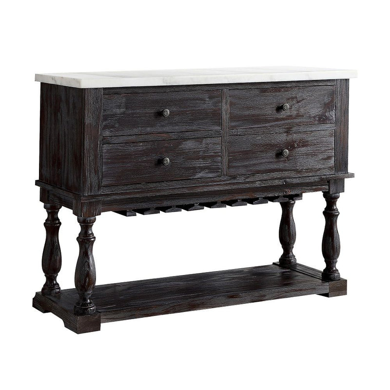 Gerardo - Server - White Marble Top & Weathered Espresso - R&R Furniture Gallery (Fountain Valley, CA)