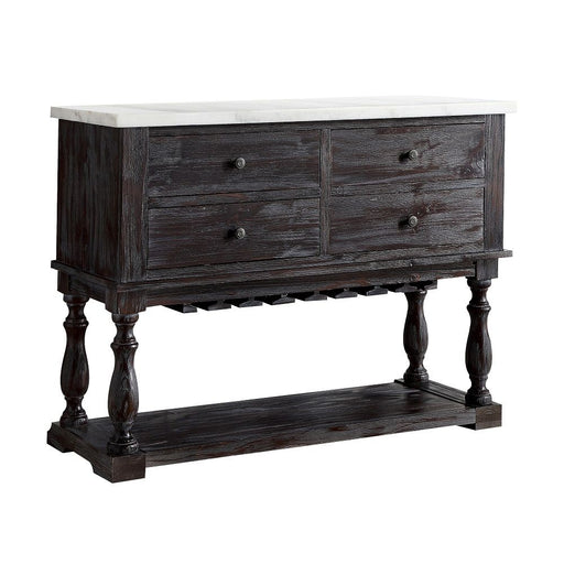 Gerardo - Server - White Marble Top & Weathered Espresso - R&R Furniture Gallery (Fountain Valley, CA)