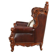 Eustoma - Chair - Cherry Top Grain Leather Match & Walnut - R&R Furniture Gallery (Fountain Valley, CA)
