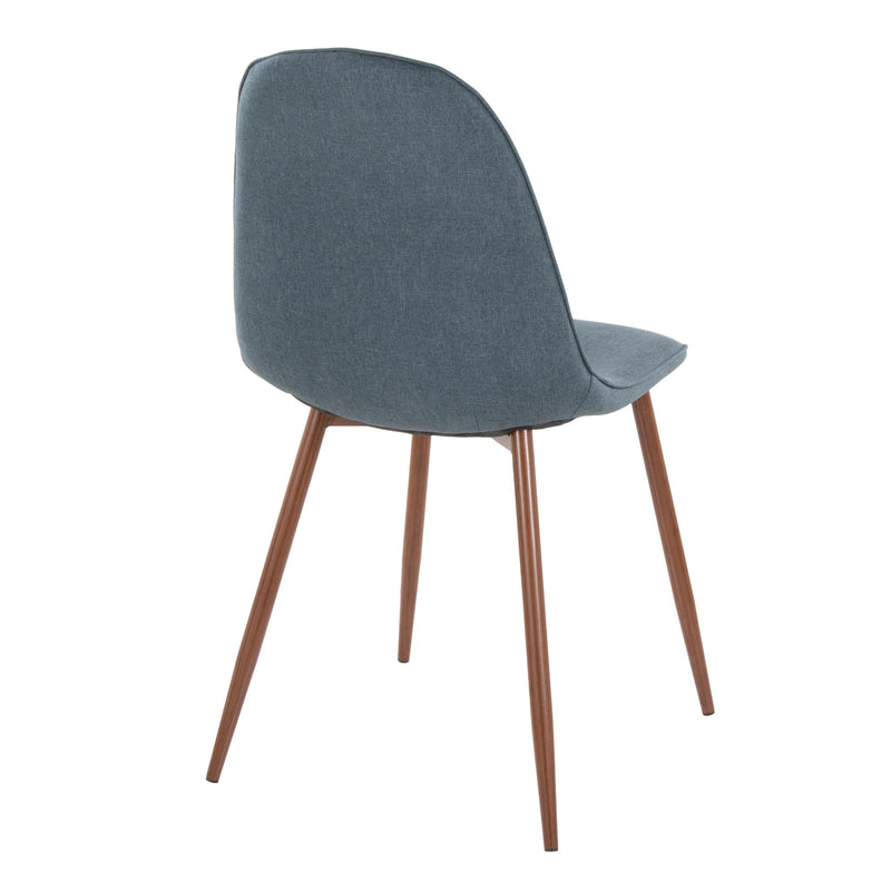 Set of two Lumi Source Pebble Mid Century Modern dining chairs with sleek design and wooden legs, perfect for contemporary dining rooms.