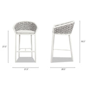 Rowan - Rope Barrel Low Back Patio Counter Stool (Set of 2) - Optic White - R&R Furniture Gallery (Fountain Valley, CA)