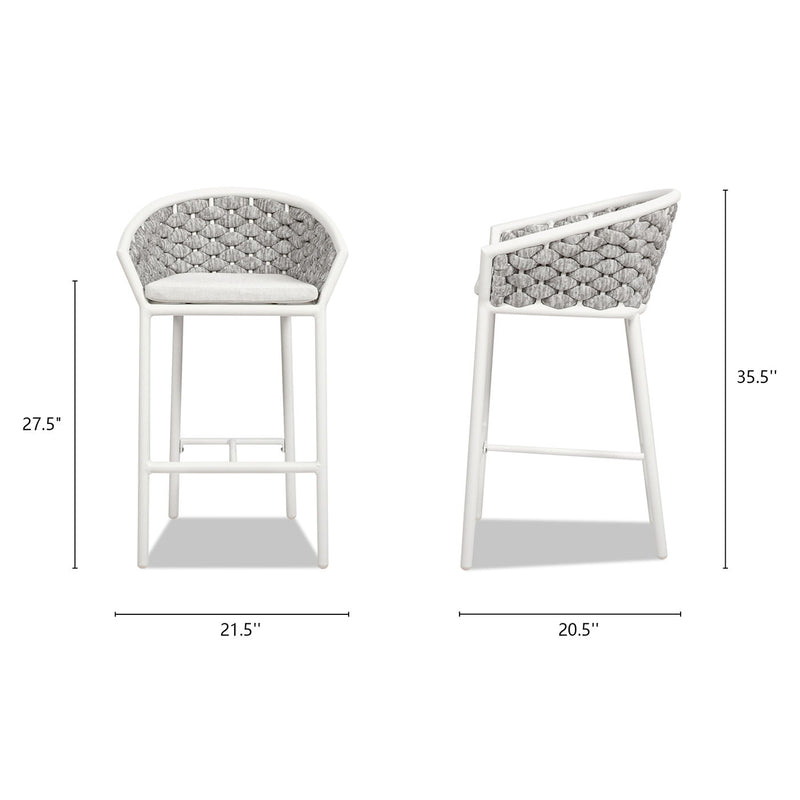 Rowan - Rope Barrel Low Back Patio Counter Stool (Set of 2) - Optic White - R&R Furniture Gallery (Fountain Valley, CA)