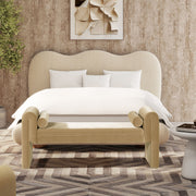 Mason - Arched Arm Bench With Bolster Pillows - Camel Brown Beige - R&R Furniture Gallery (Fountain Valley, CA)