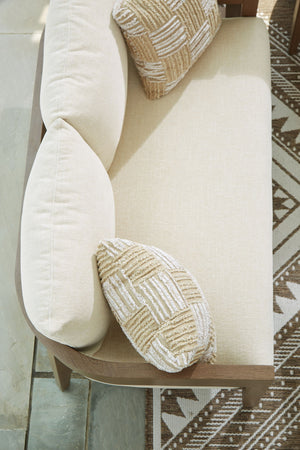 Serene Bay - Loveseat With Cushion - Dark Brown / White - R&R Furniture Gallery (Fountain Valley, CA)